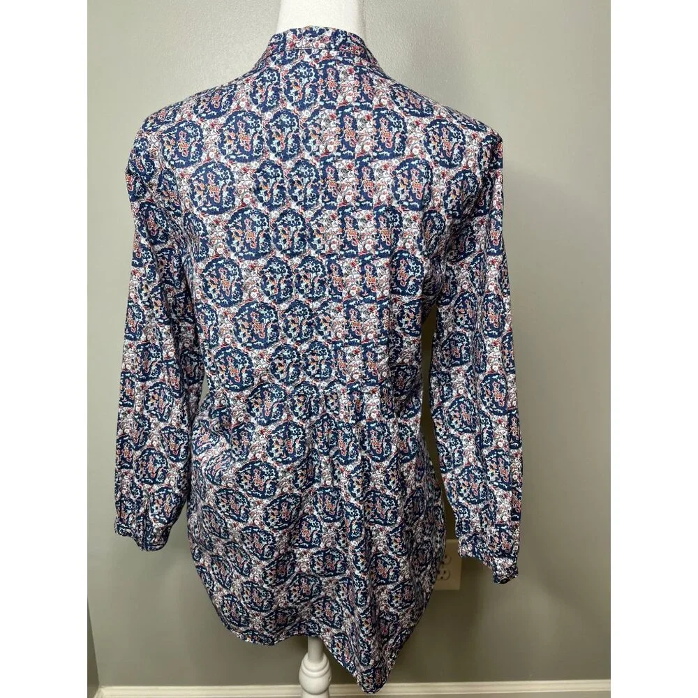 Lands End Womens Floral Pattern Button-Up Blouse Pleated Back Size 6 - Picture 2 of 11
